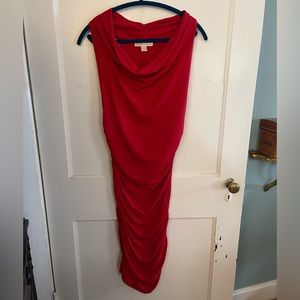 Red MICHAEL Michael Kors cowl neck midi dress size 6